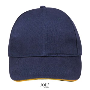 Sols Buffalo 6 paneles baseballsapka, French Navy/Neon Orange, U